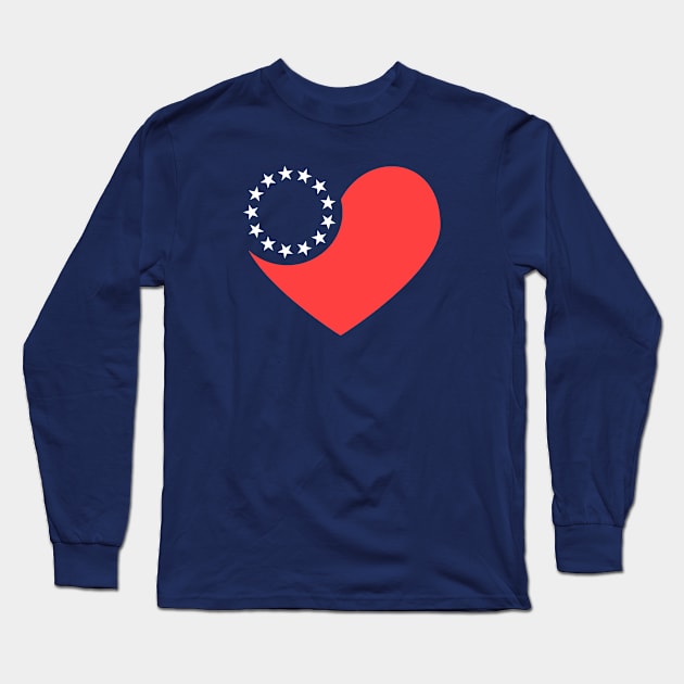 1776 Flag Heart Long Sleeve T-Shirt by Etopix